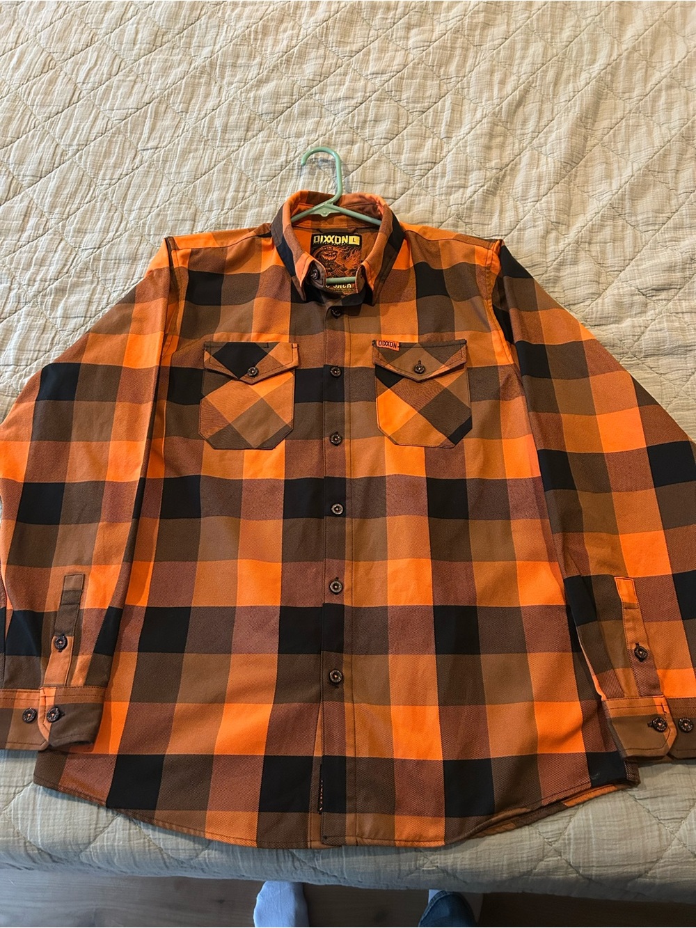 DIXXON Large the Jack Orange and Brown Plaid Flannel